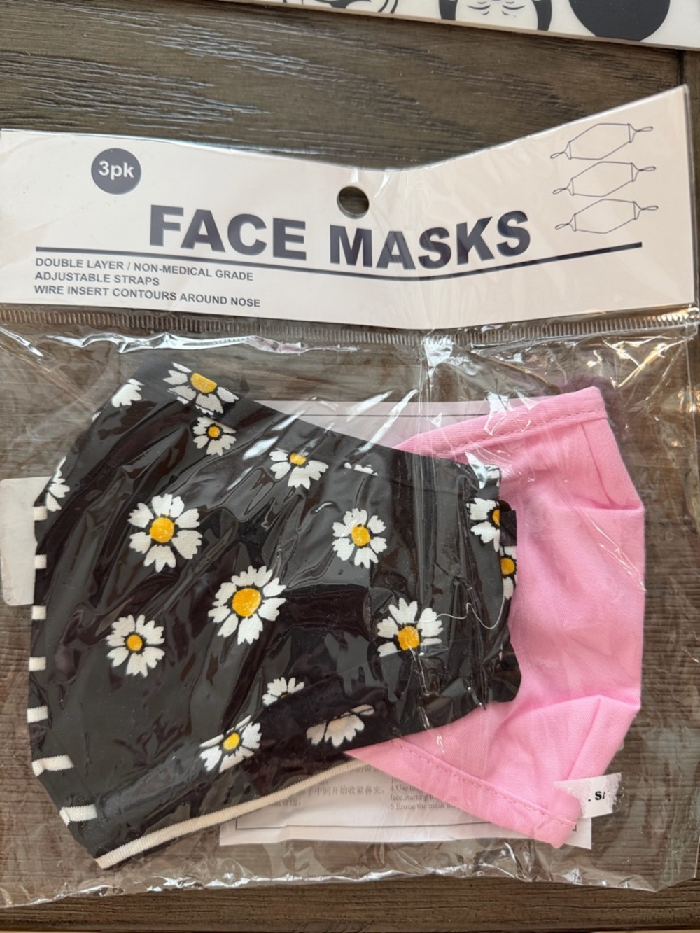 3-Pack Floral & Pink Reusable Face Masks